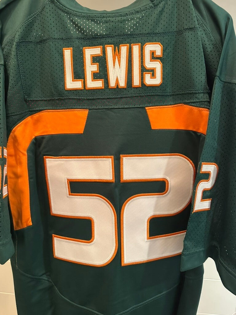Ray Lewis Miami Hurricanes #52 Green Orange Stitched Football Jersey Men's L