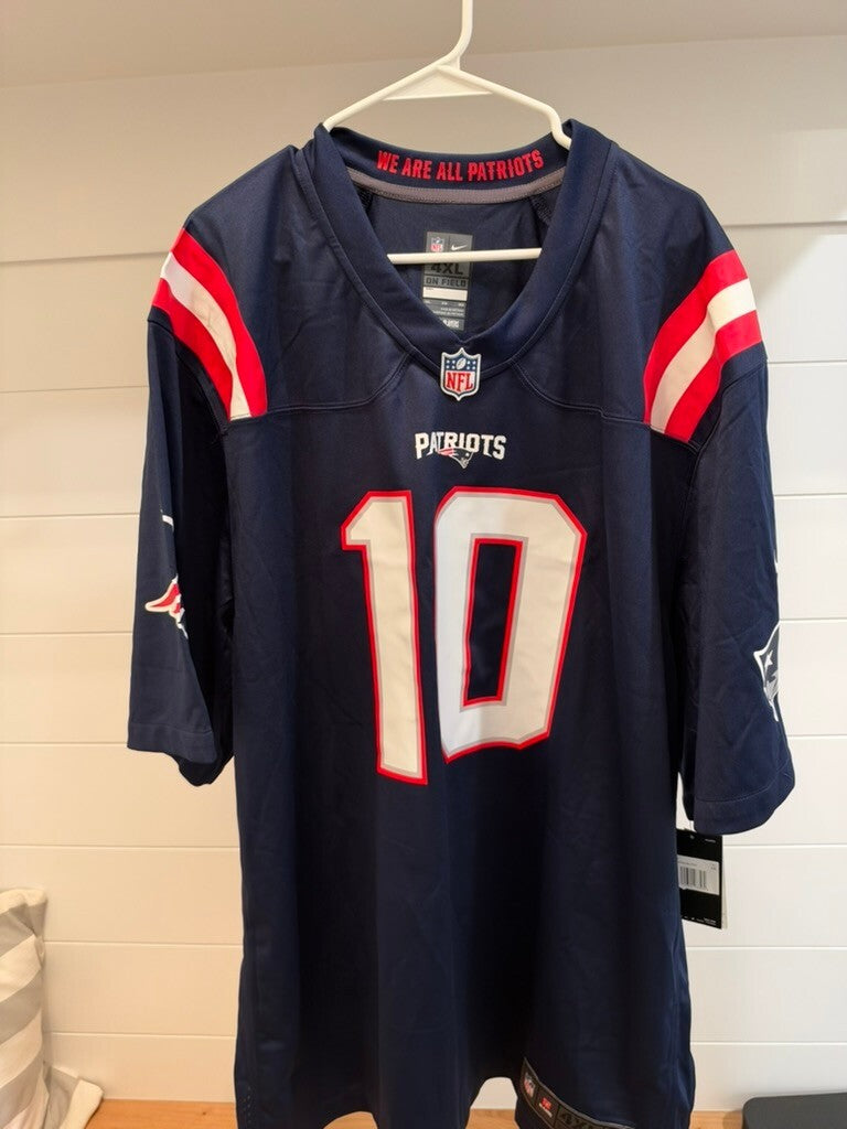 Nike Drake Maye #10 New England Patriots Navy Game Jersey Men's 4XL NWT