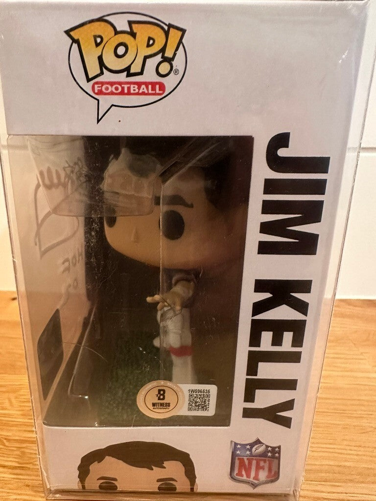Jim Kelly Signed Funko Pop #154 Buffalo Bills HOF 02 Beckett Witnessed