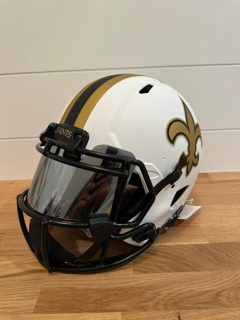 Chris Olave Signed Saints Lunar Full Size Authentic Speed Helmet Beckett Visor