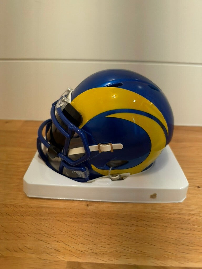 Aaron Donald Signed LA Rams Riddell Speed Mini Helmet Beckett Witness Dark Visor