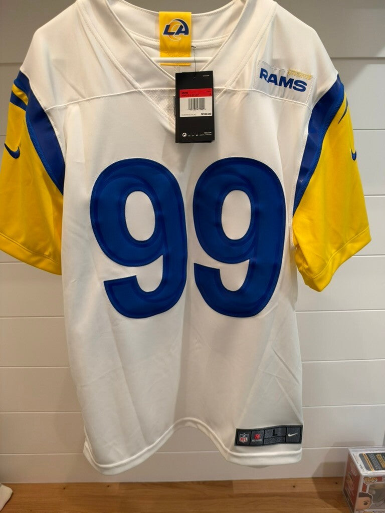Aaron Donald Signed LA Rams #99 Nike Jersey White Large Beckett Witness