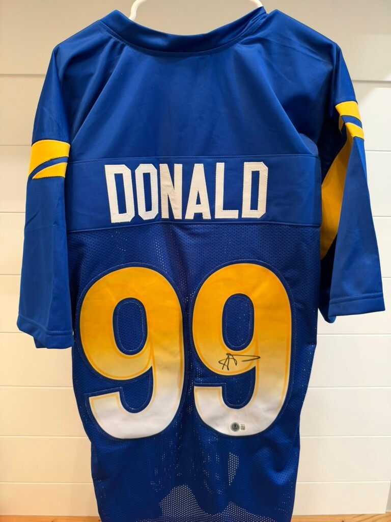 Aaron Donald Signed LA Rams #99 Blue Custom Jersey Beckett Witness