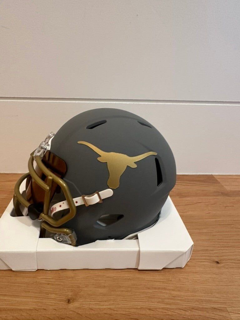 Earl Campbell Signed Texas Longhorns Slate Riddell Speed Mini Helmet HT 77 BAS