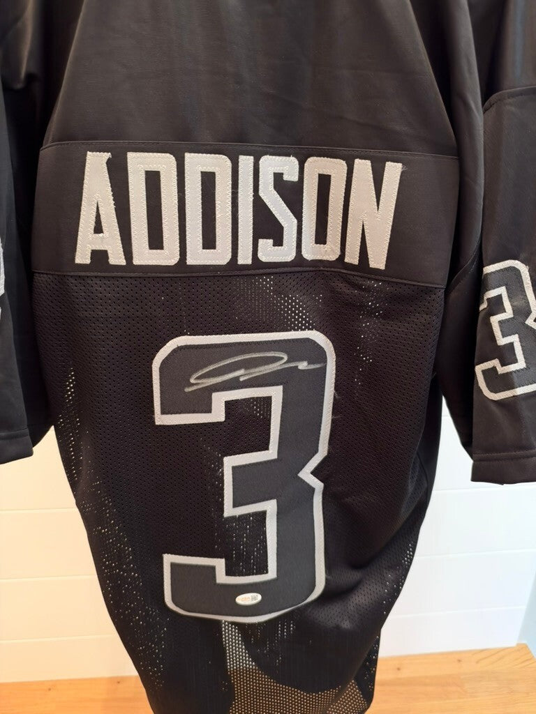 Jordan Addison Signed Black #3 Custom Football Jersey JSA Witnessed Vikings