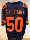 Mike Singletary Signed Chicago Bears #50 Navy Orange Custom Jersey JSA