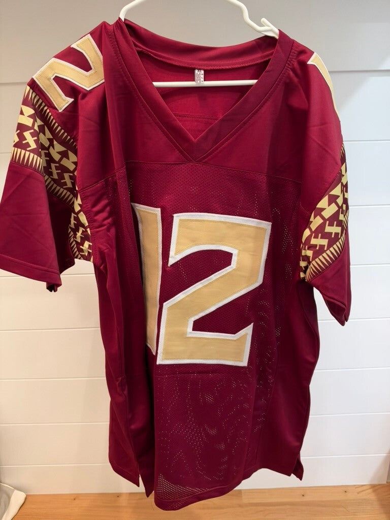 Deondre Francois Signed FSU Florida State #12 Garnet Custom Jersey XL JSA COA