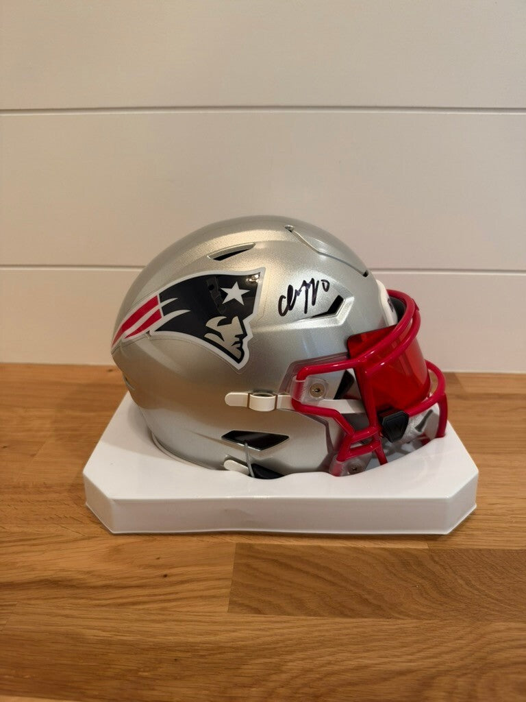 Christian Gonzalez Signed Patriots SpeedFlex MIDI Helmet Red Visor Beckett