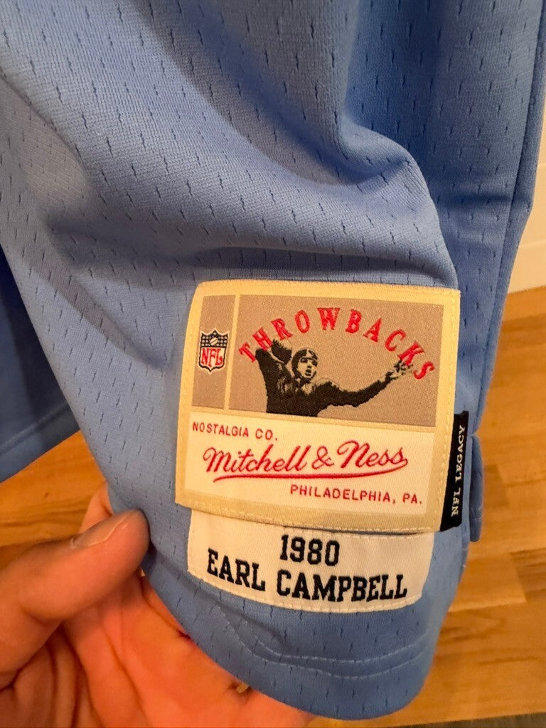 Earl Campbell Oilers Mitchell & Ness 1980 Legacy Jersey Youth L 14/16 Blue