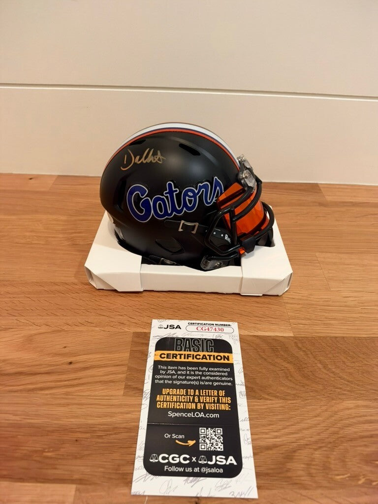 Dallas Wilson Signed Florida Gators Black Mini Helmet Orange Visor JSA COA