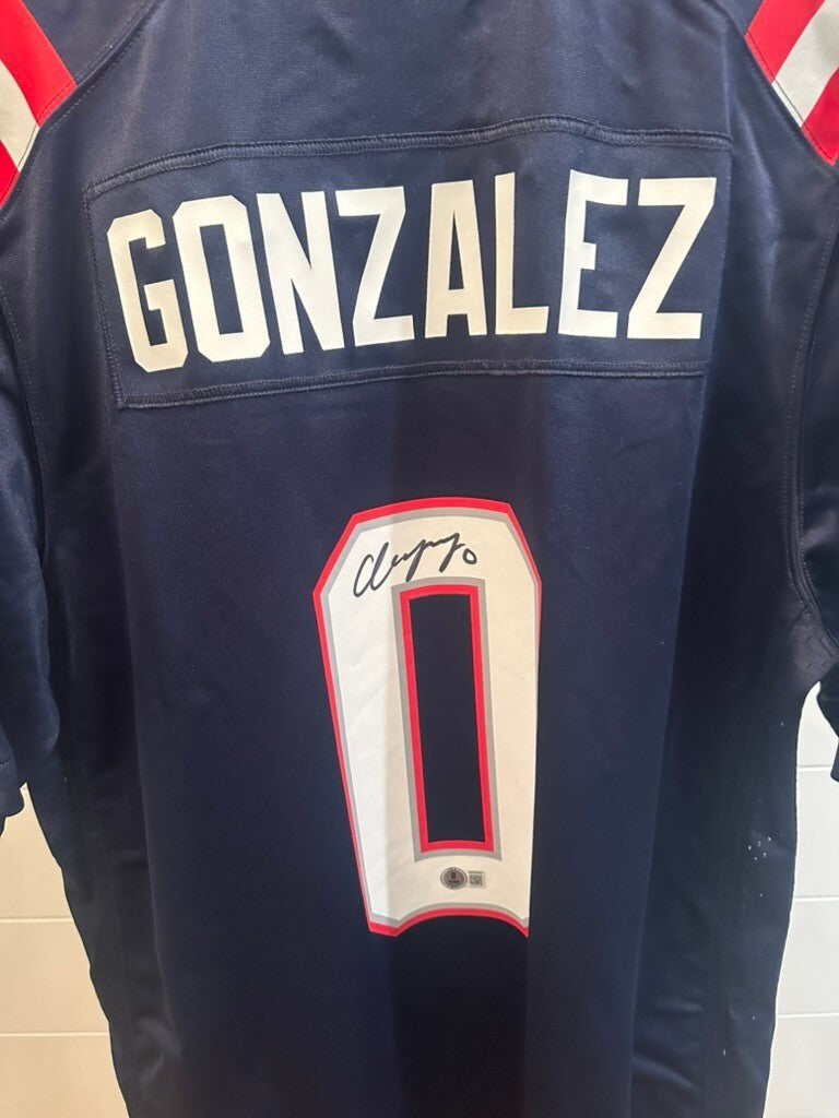 Christian Gonzalez Signed Patriots Nike On-Field Jersey Beckett Witnessed