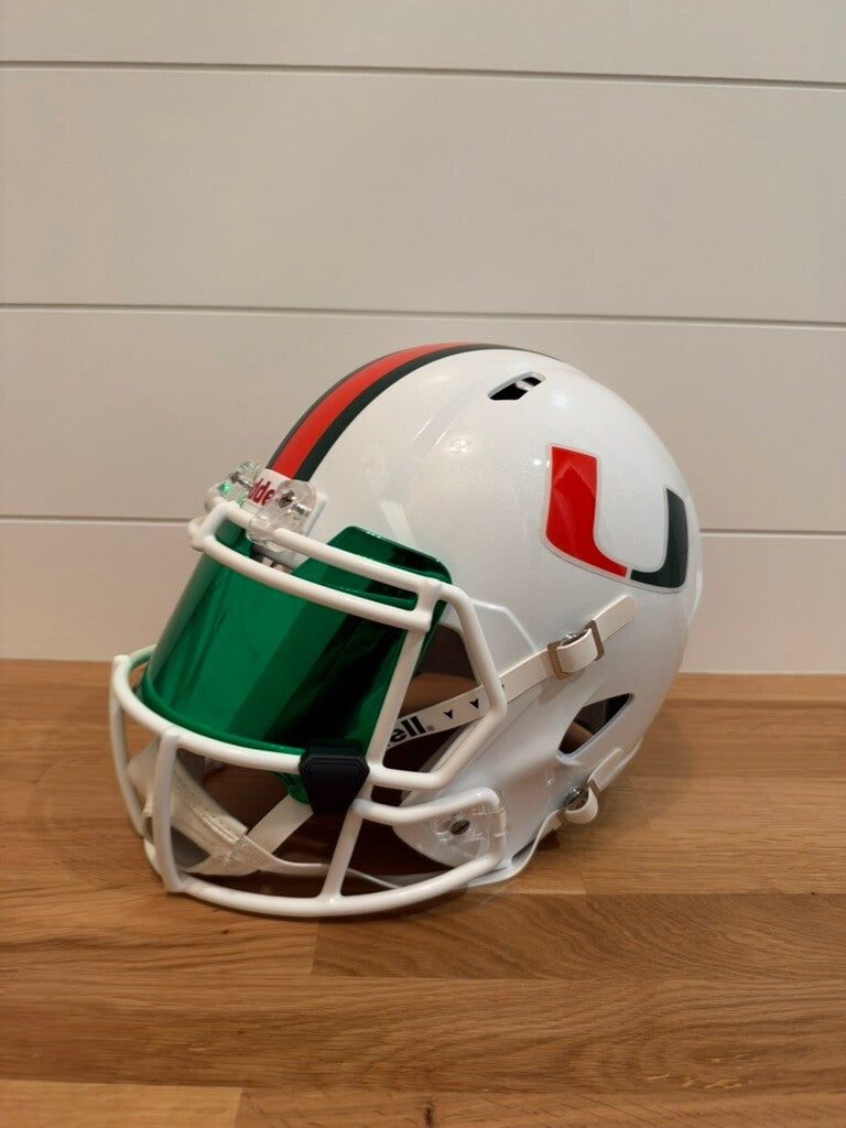 Reggie Wayne Signed Miami Hurricanes Full Size Speed Replica Helmet Green Visor