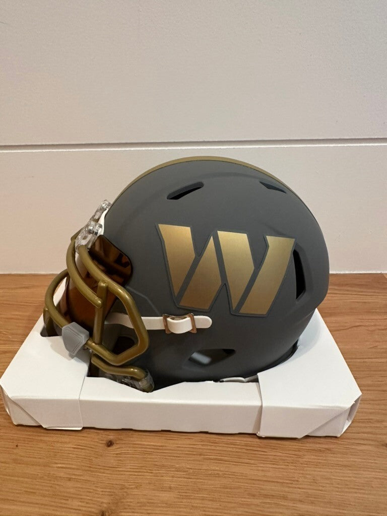 Austin Ekeler Signed Commanders Slate Mini Helmet Beckett Custom Gold Visor