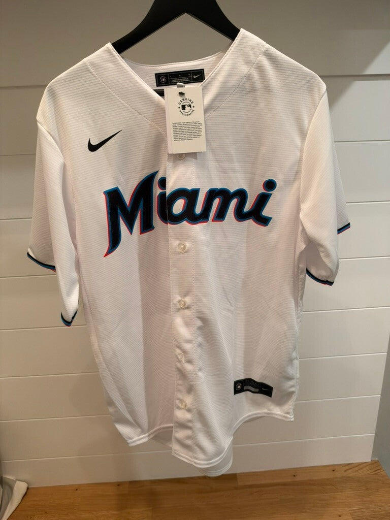 Eury Perez Signed Miami Marlins Nike Replica Jersey White Large Fanatics MLB