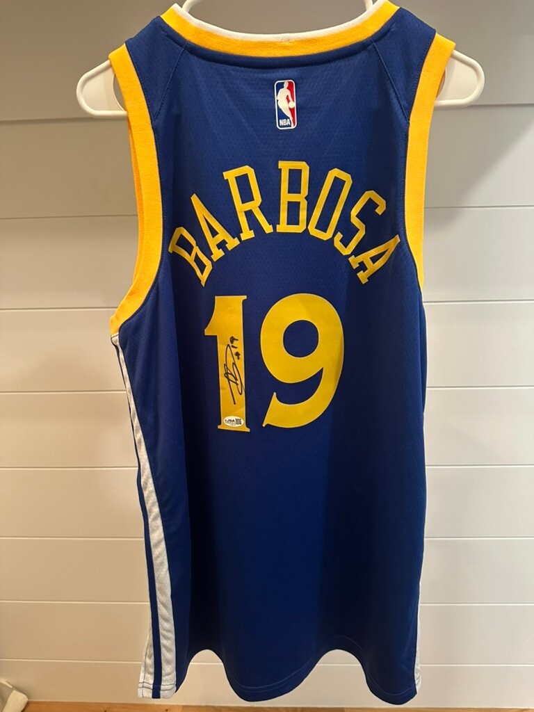 Leandro Barbosa Signed Warriors Nike Swingman Jersey #19 Large JSA