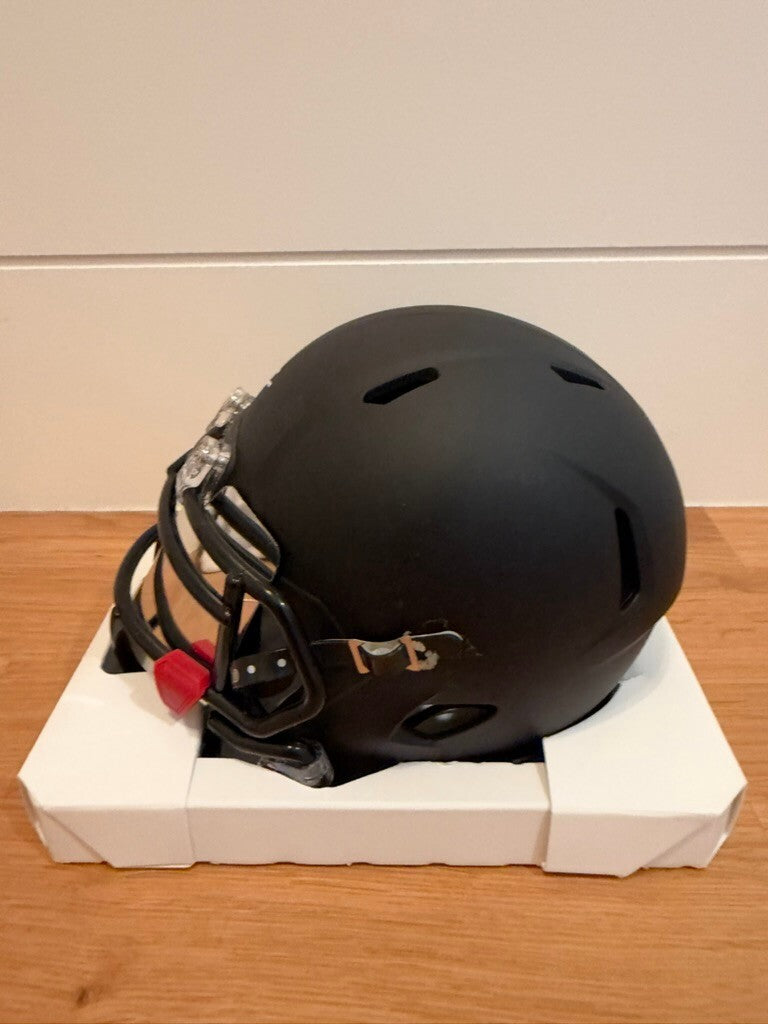 Brian Robinson Jr Signed Matte Black Riddell Speed Mini Helmet Visor JSA COA
