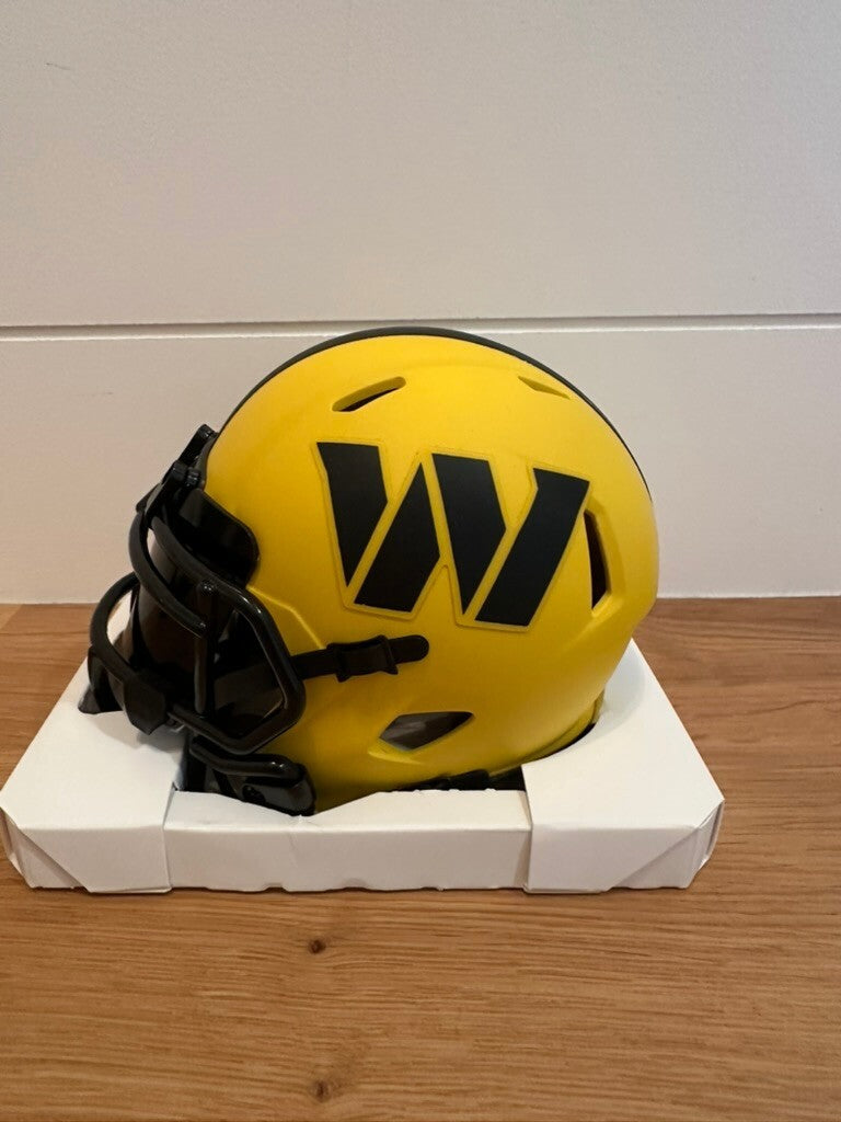 Mike Sainristil Signed Washington Commanders Rave Yellow Speed Mini Helmet BAS