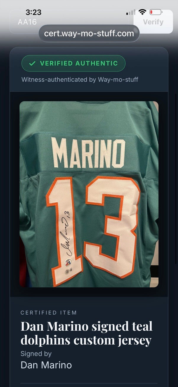 Dan Marino Signed Miami Dolphins #13 Teal Jersey Beckett BAS Witnessed
