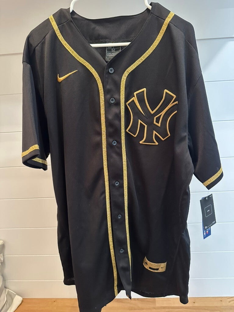 New York Yankees Aaron Judge #99 Authentic Collection MLB Jersey Black Gold