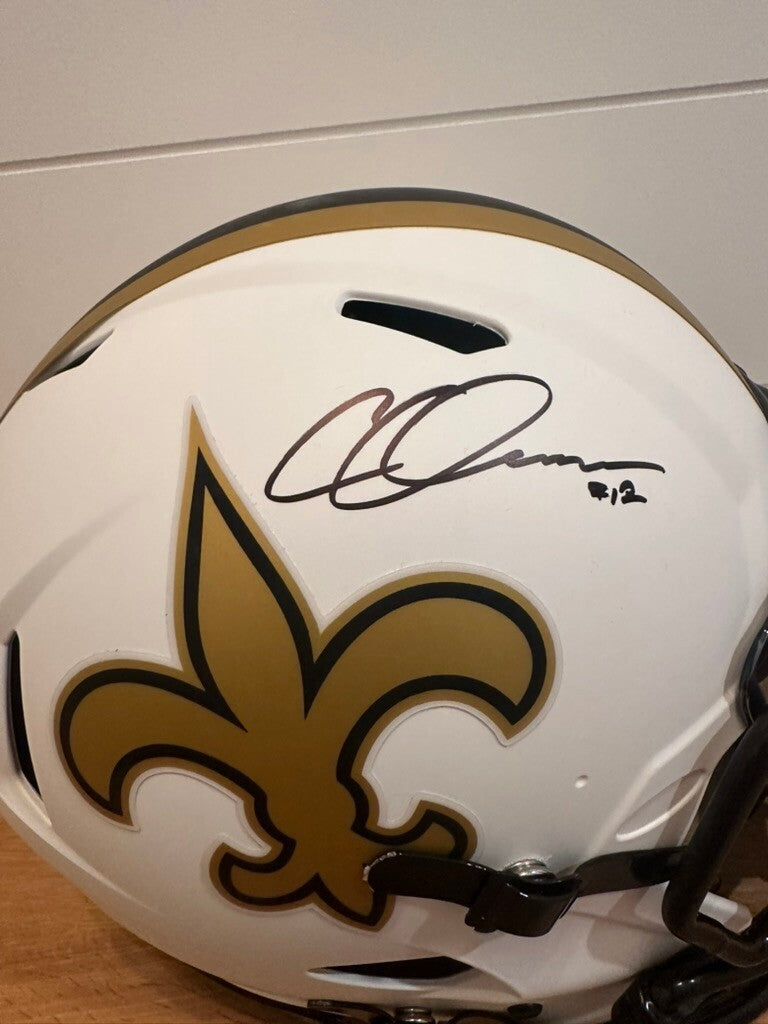 Chris Olave Signed Saints Lunar Full Size Authentic Speed Helmet Beckett Visor