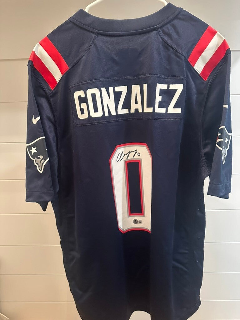 Christian Gonzalez Signed Patriots Nike On-Field Jersey Beckett Witnessed