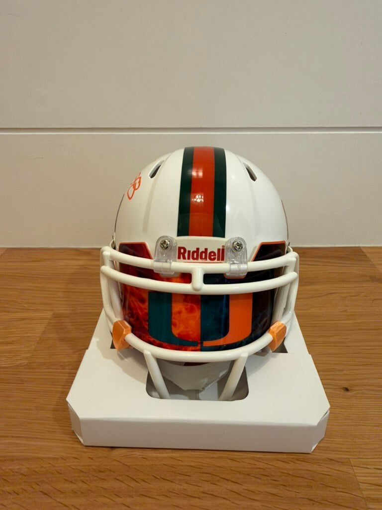 Clinton Portis Signed Miami Hurricanes Speed Mini Helmet Beckett Custom Visor