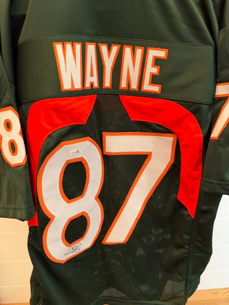 Reggie Wayne Signed Miami Hurricanes #87 Custom Jersey XL Green JSA Witnessed
