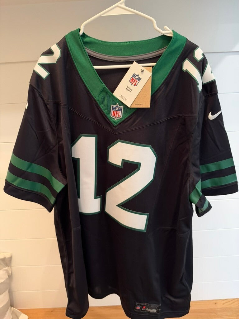 Joe Namath New York Jets Nike Dri-FIT #12 Black Jersey Men's XXL 2XL NWT