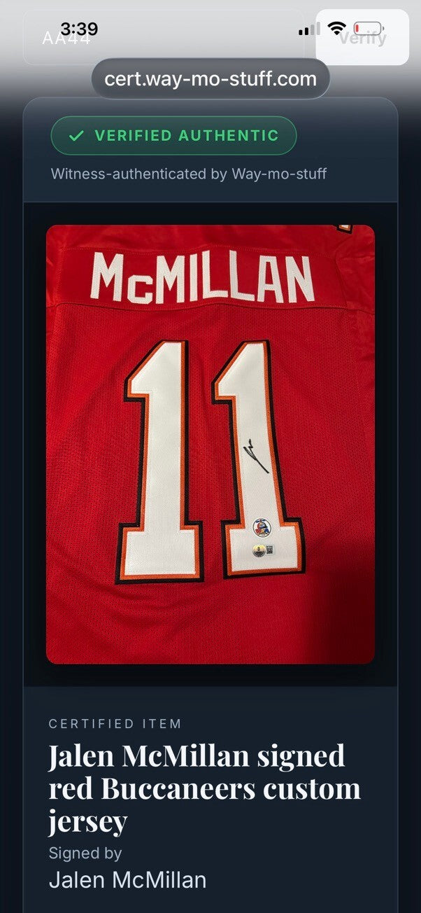 Jalen McMillan Signed Buccaneers #11 Red Custom Jersey Beckett BAS Witness