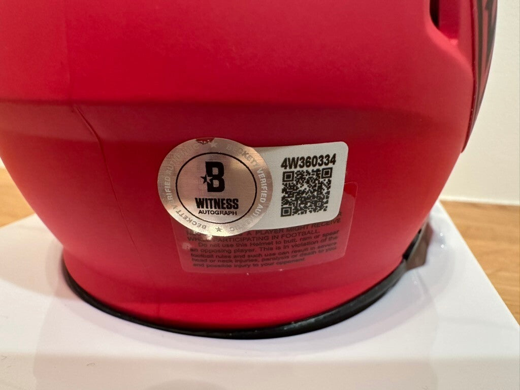 Michael Vick Signed Falcons Rave Mini Helmet Beckett Custom Silver Viso