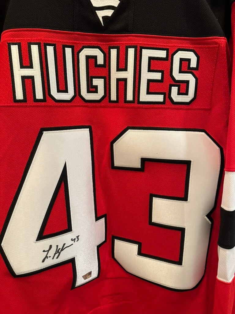 Luke Hughes Signed New Jersey Devils Fanatics Premium Jersey Fanatics Authentic