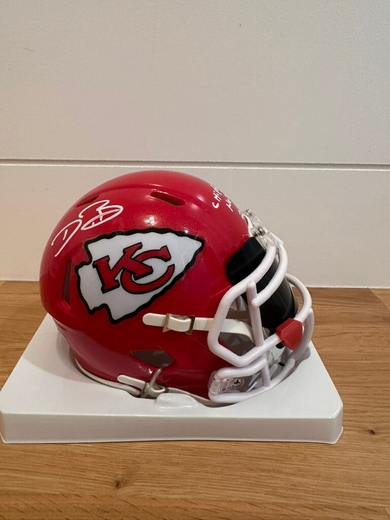 Dwayne Bowe Signed Chiefs Mini Helmet Chiefs HOF 24 JSA Custom Visor