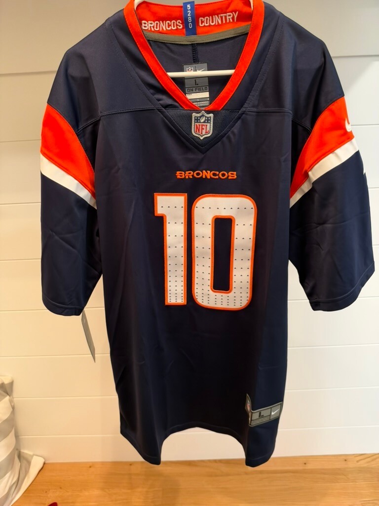 Bo Nix Denver Broncos #10 Navy Jersey Men’s Large NWT