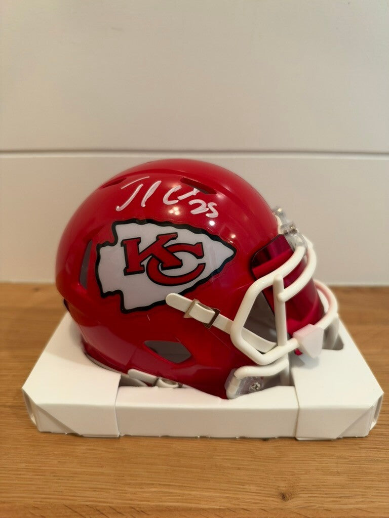 Jamaal Charles Signed Chiefs Riddell Speed Mini Helmet Fanatics COA Red Visor