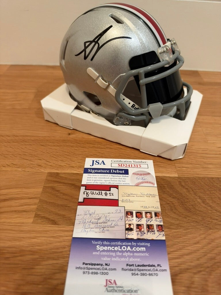 Arvell Reese Signed Ohio State Buckeyes Mini Helmet Black Visor JSA COA