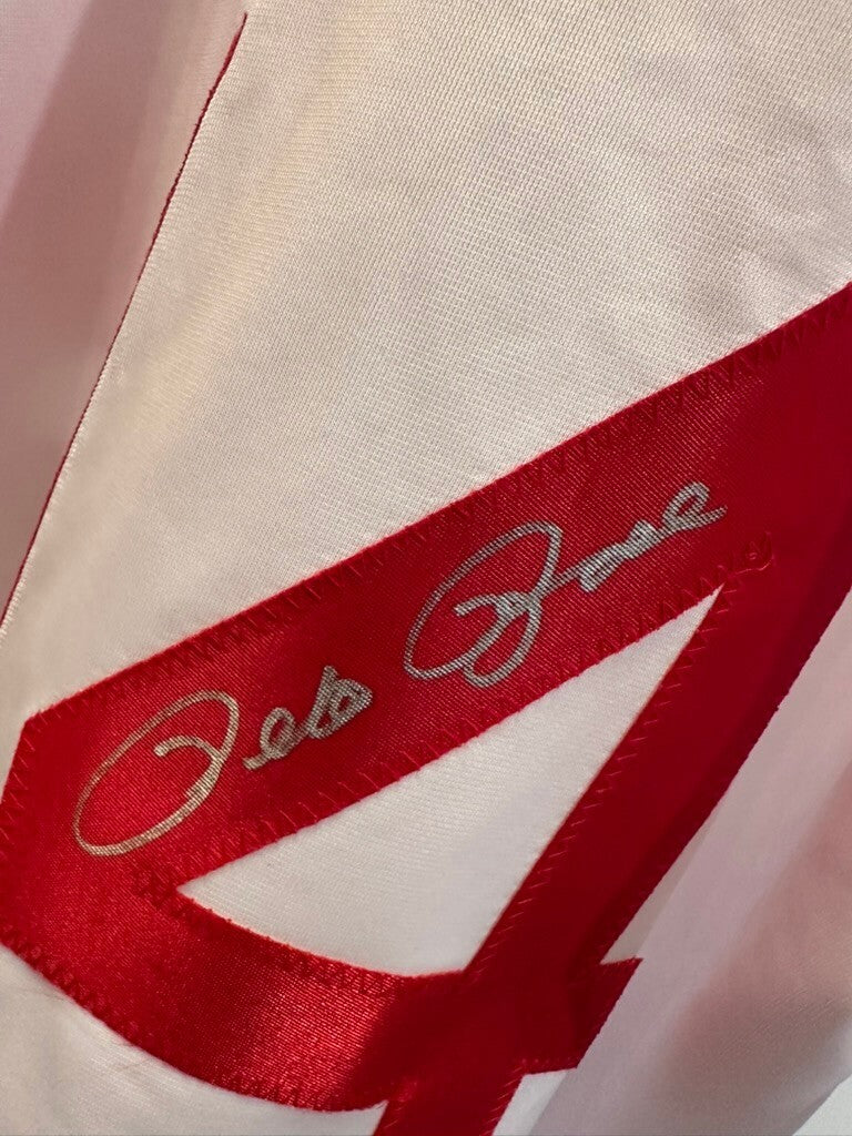 Pete Rose Signed Hit King White Custom Jersey #14 XL Beckett