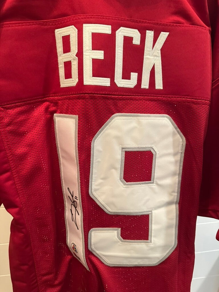 Carson Beck Signed Arizona Cardinals #19 Red Custom Jersey Beckett BAS Witness
