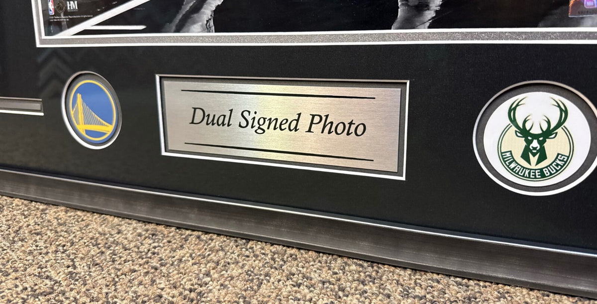 Stephen Curry Giannis Antetokounmpo Dual Signed 16x20 Framed Photo JSA USA SM