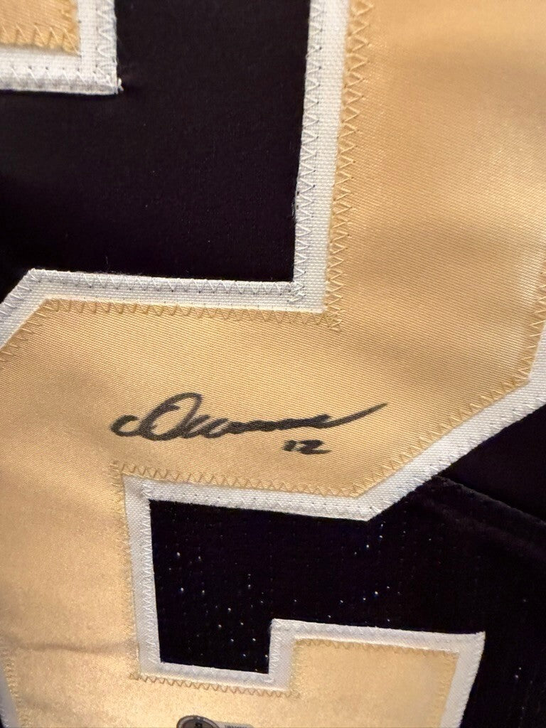 Chris Olave Signed Saints #12 Black Gold Custom Jersey Beckett Witnessed BAS