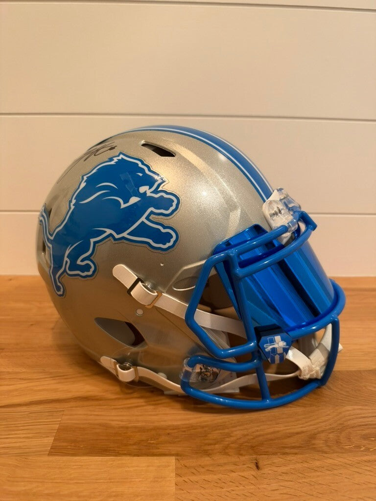 Jared Goff Signed Lions 2024 Speed Authentic Helmet Blue Visor Fanatics