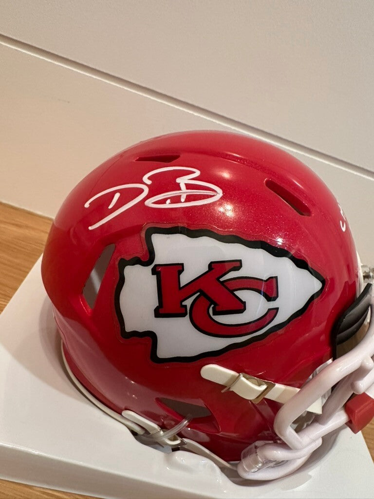 Dwayne Bowe Signed Chiefs Mini Helmet Chiefs HOF 24 JSA Custom Visor