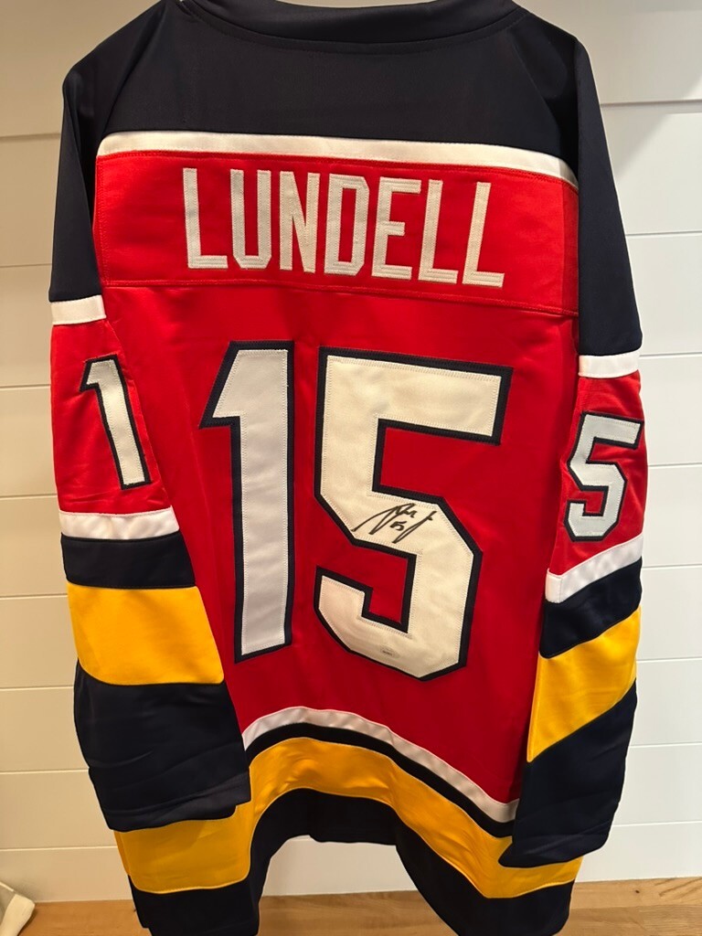 Autographed Florida Panthers #15 Lundell Hockey Jersey with JSA Authentication