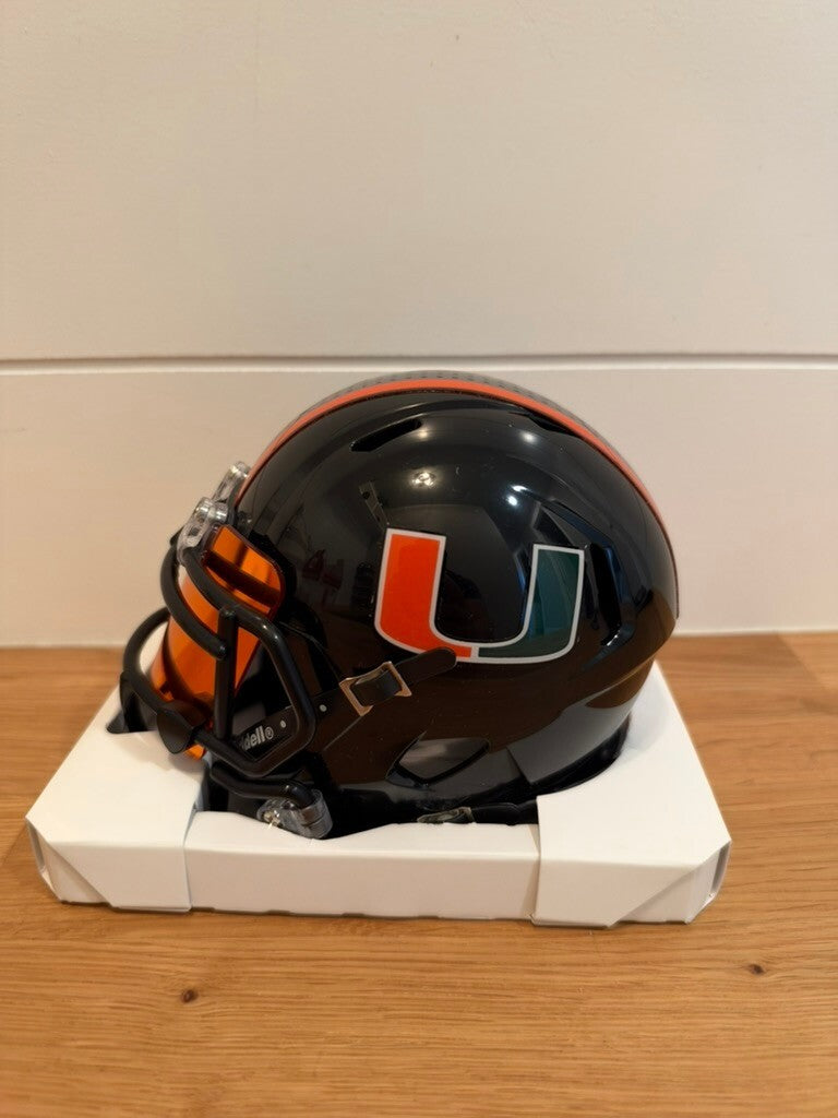 Antrel Rolle Signed Miami Hurricanes Black Speed Mini Helmet Leaf COA Visor