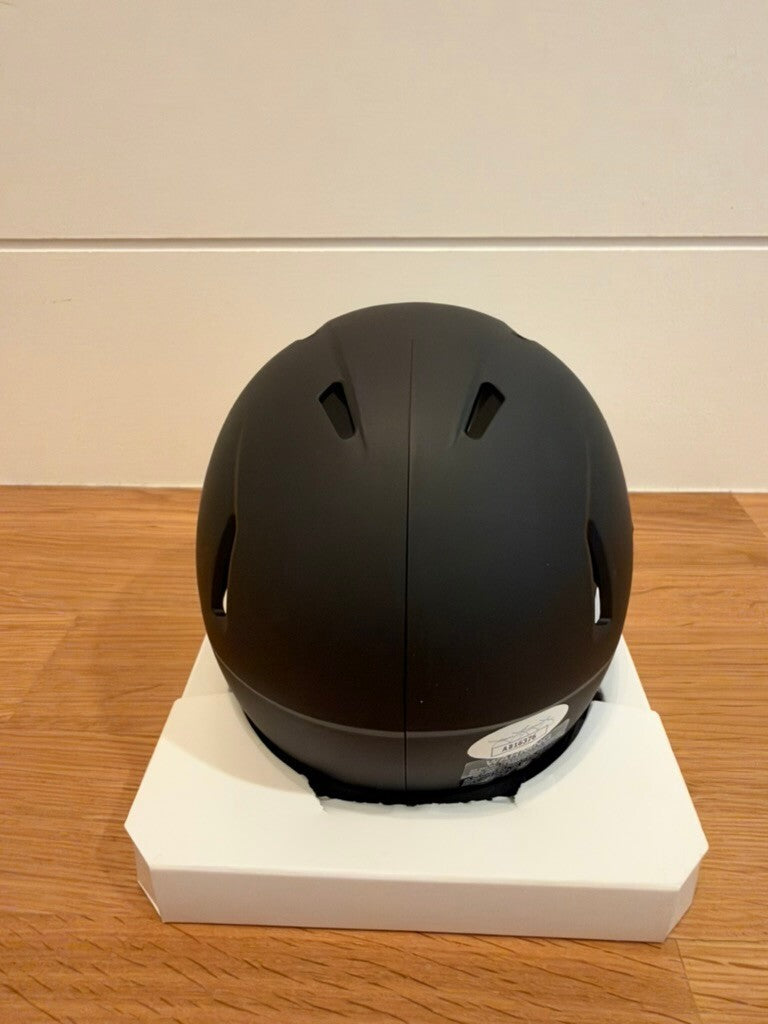 Brian Robinson Jr Signed Matte Black Riddell Speed Mini Helmet Visor JSA COA