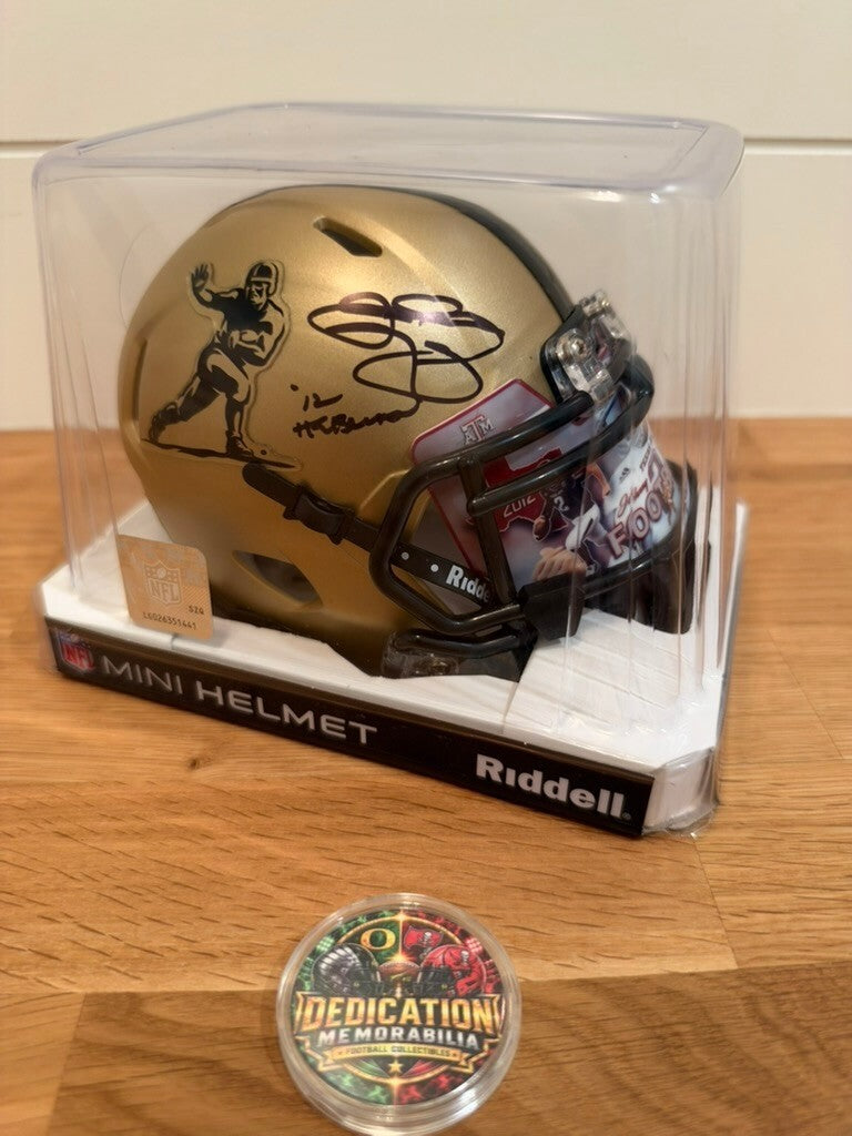 Johnny Manziel Signed Gold Heisman Mini Helmet 12 Heisman Beckett Witnessed