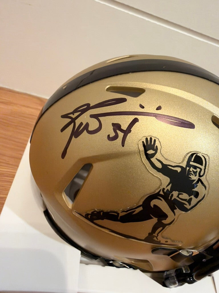Ricky Williams Signed Gold Heisman Mini Helmet Custom Texas Visor Prime Time
