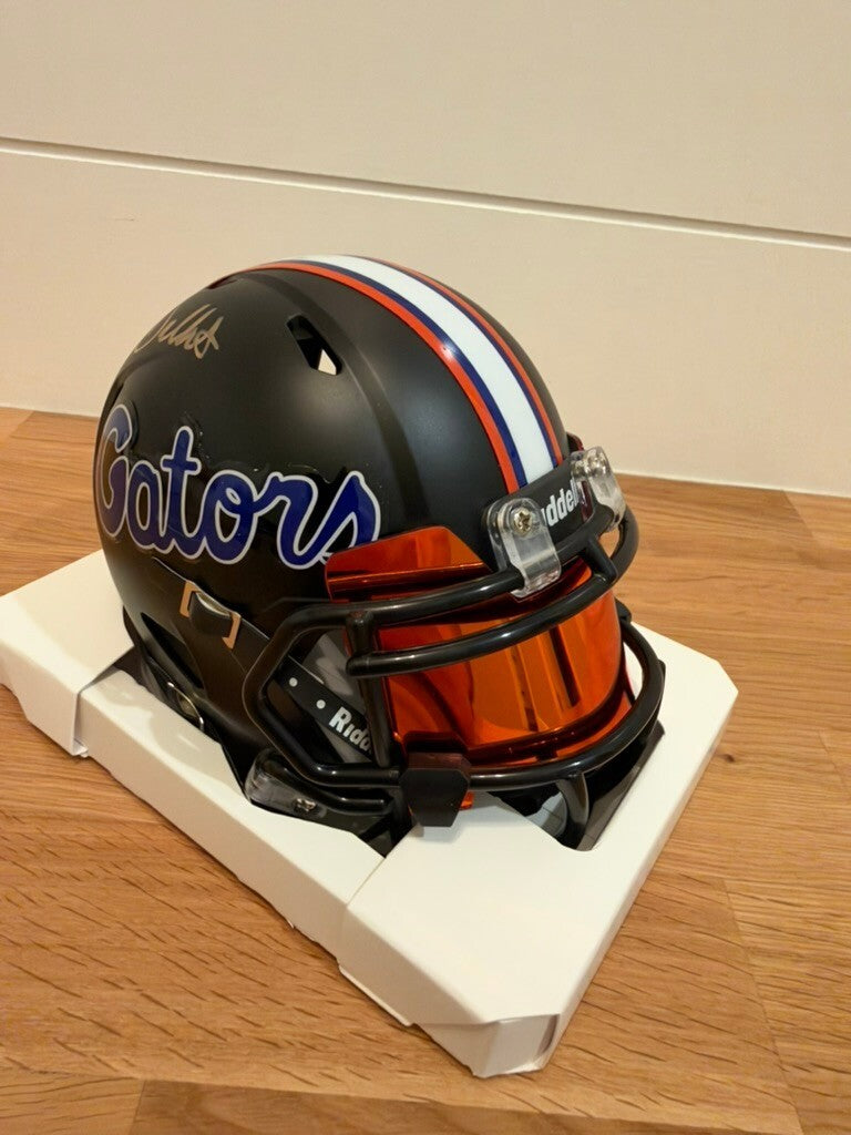 Dallas Wilson Signed Florida Gators Black Mini Helmet Orange Visor JSA COA