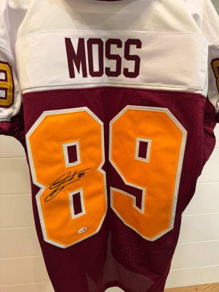 Santana Moss Signed Washington #89 Burgundy Gold Custom Jersey JSA Certified