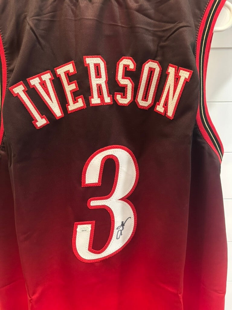 Allen Iverson Signed The Answer Custom Jersey XL #3 Black Red JSA COA