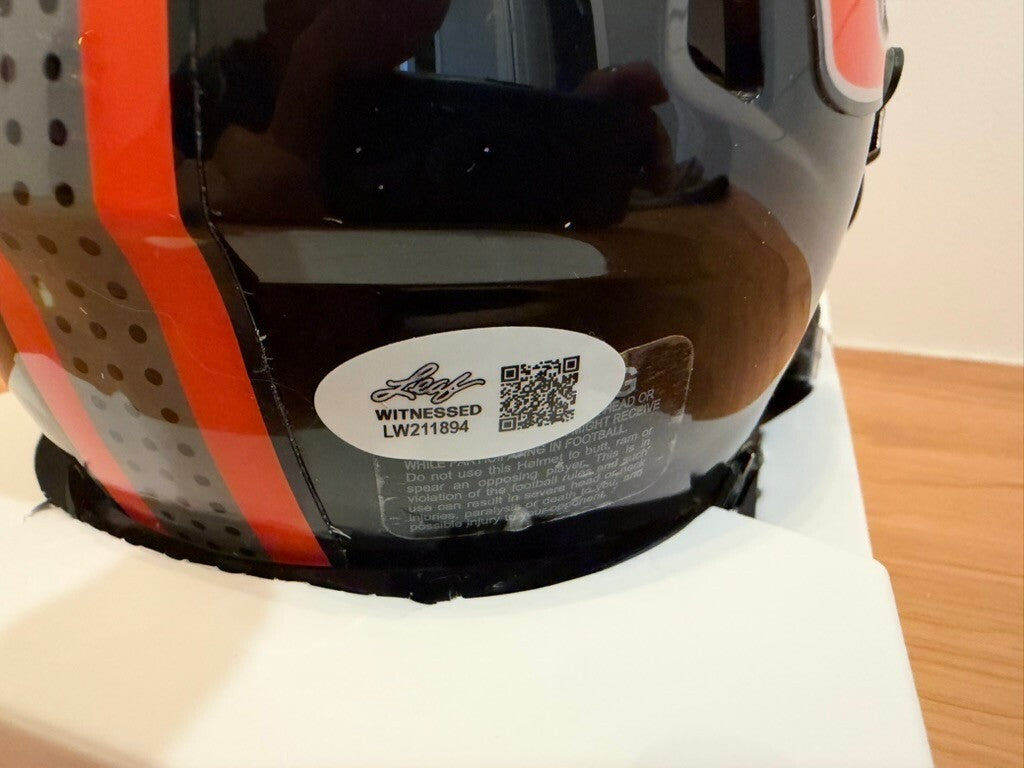 Antrel Rolle Signed Miami Hurricanes Black Speed Mini Helmet Leaf COA Visor